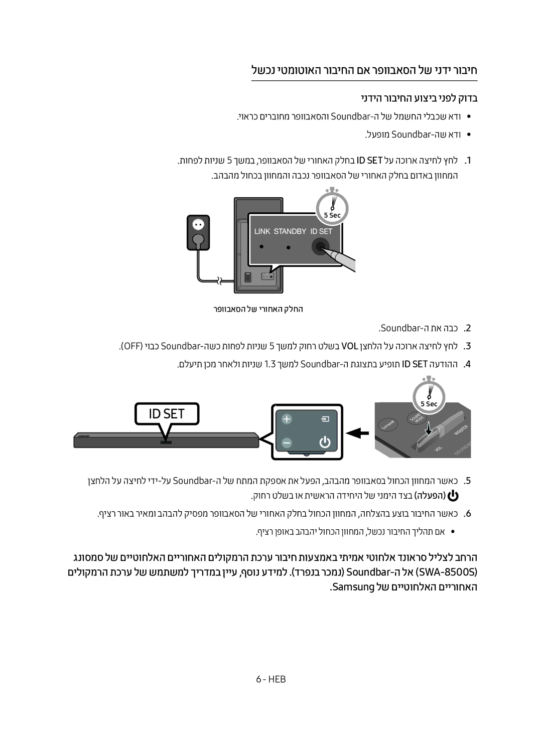 Samsung HW-M450/SQ לשכנ יטמוטואה רוביחה םא רפוובאסה לש ינדי רוביח, ינדיה רוביחה עוציב ינפל קודב, רפוובאסה לש ירוחאה קלחה 