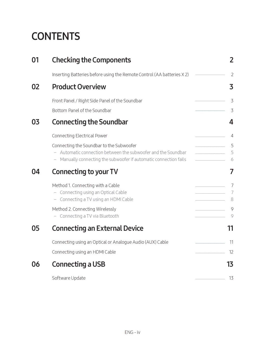 Samsung HW-M450/SQ manual Contents 