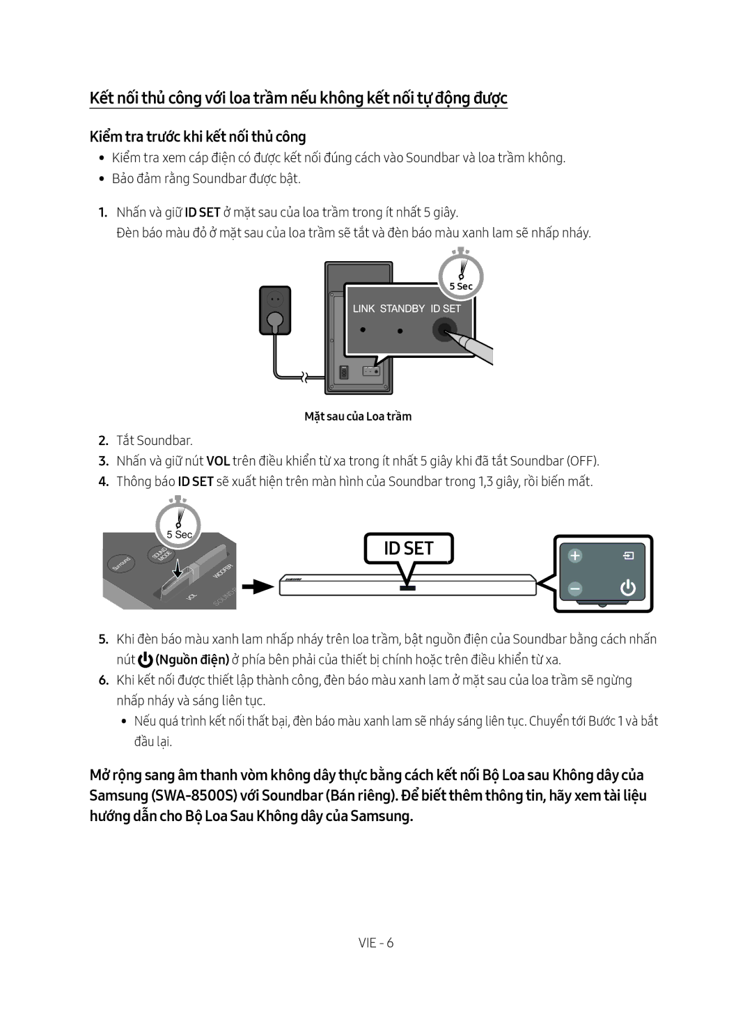 Samsung HW-M450/XV manual Kiểm tra trước khi kết nối thủ công, Nú́t, Mặt sau của Loa trầm 