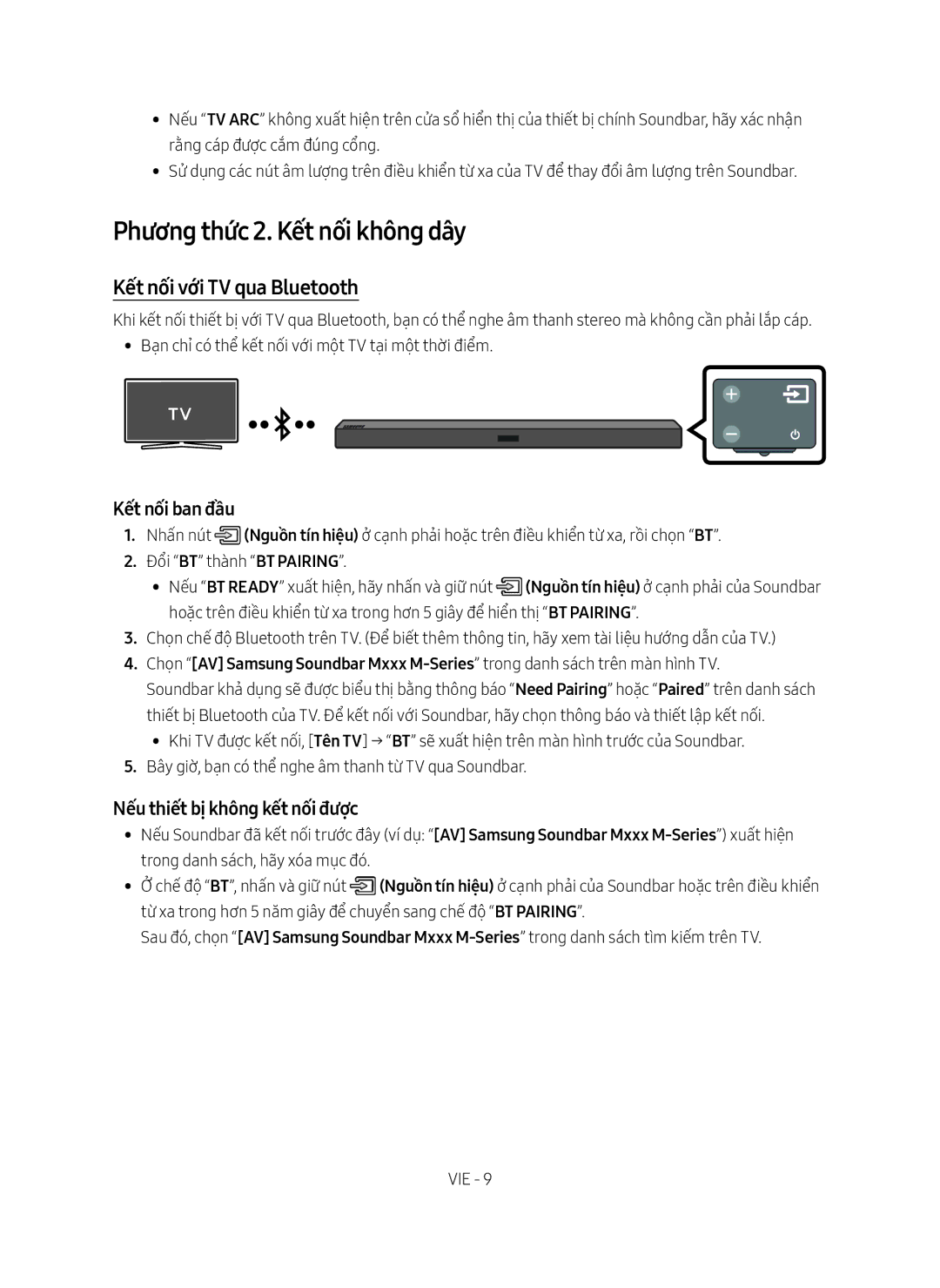 Samsung HW-M450/XV manual Phương thức 2. Kết nối không dây, Kết nối với TV qua Bluetooth, Kết nối ban đầu 