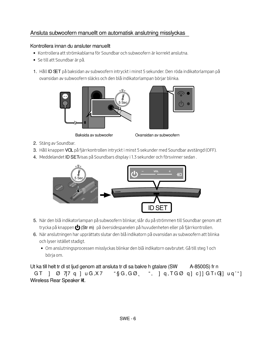 Samsung HW-M4510/XE manual Kontrollera innan du ansluter manuellt 