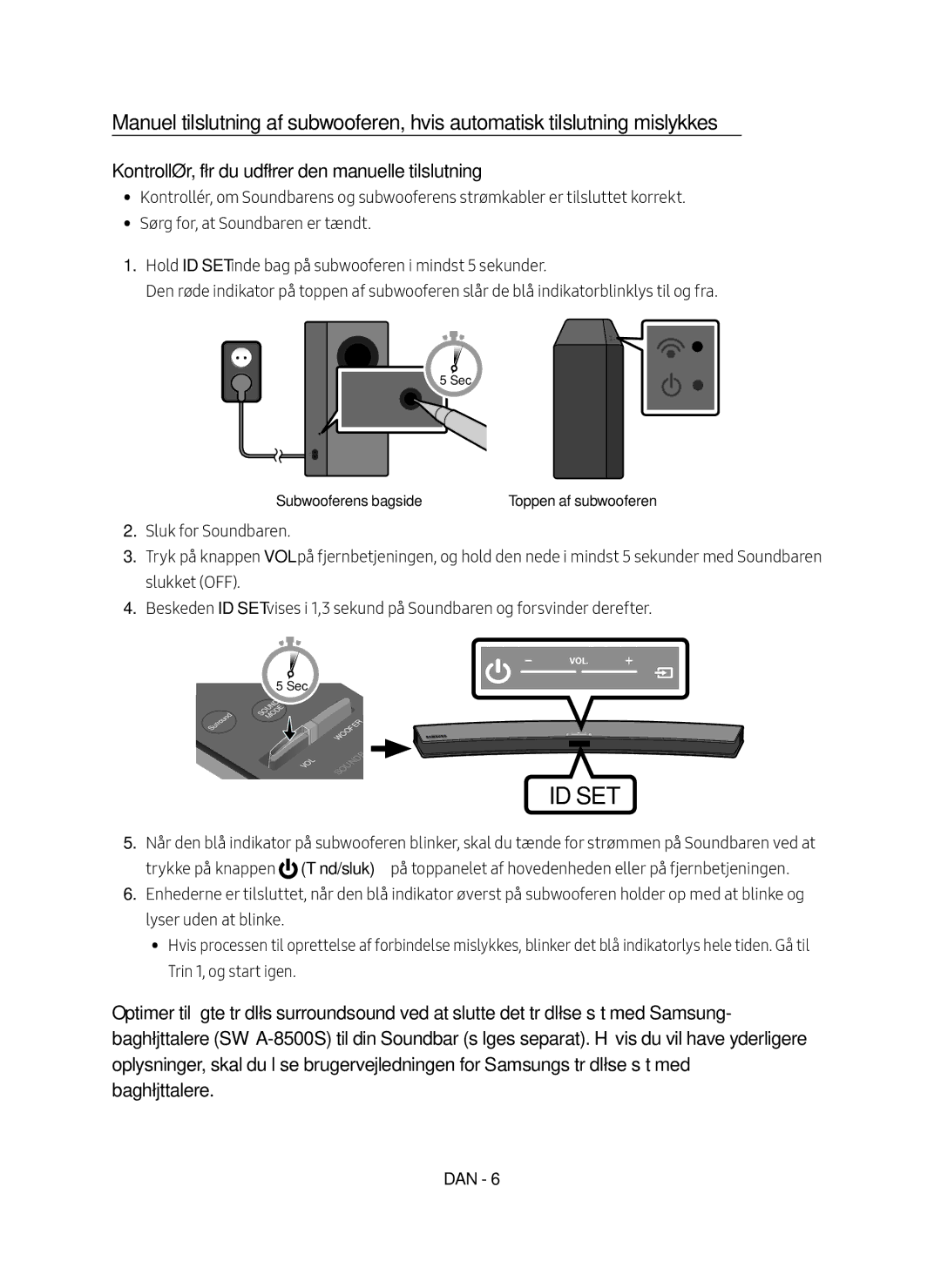 Samsung HW-M4510/XE manual Kontrollér, før du udfører den manuelle tilslutning 