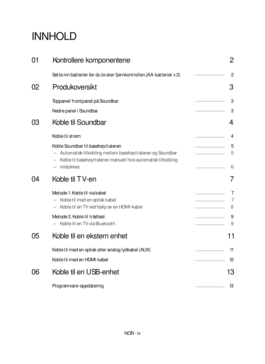 Samsung HW-M4510/XE manual Innhold 