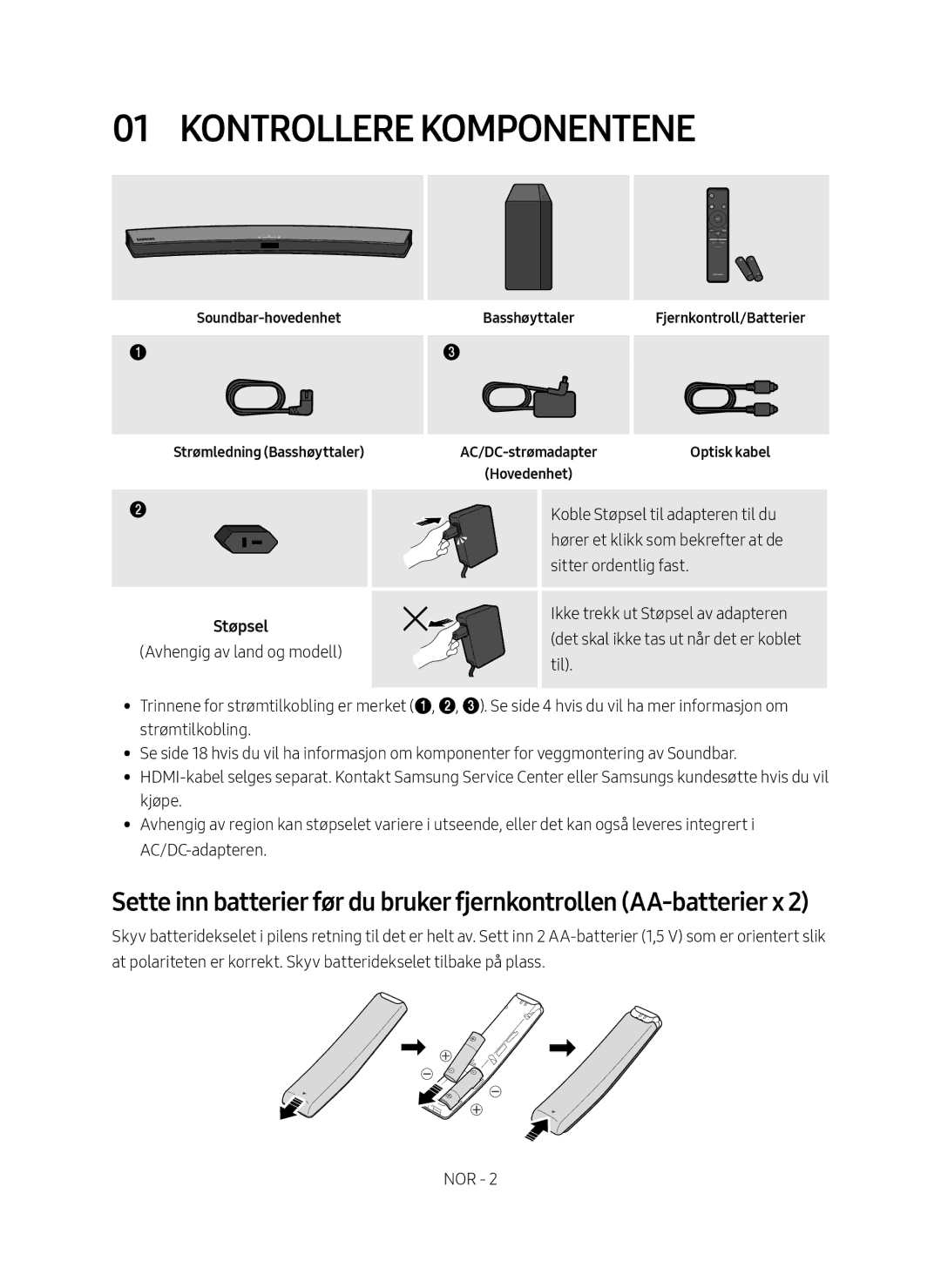 Samsung HW-M4510/XE manual Kontrollere komponentene 