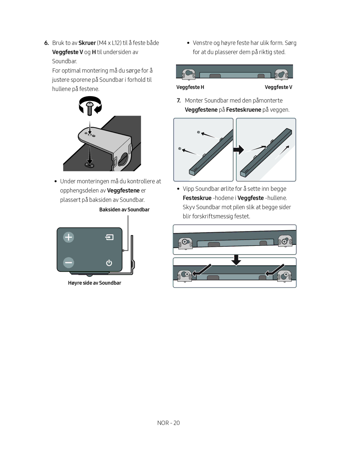 Samsung HW-M460/XE manual Baksiden av Soundbar Høyre side av Soundbar 