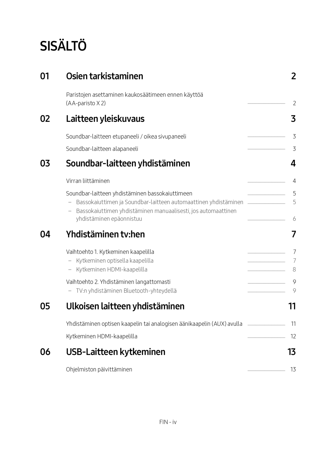 Samsung HW-M460/XE manual Sisältö 