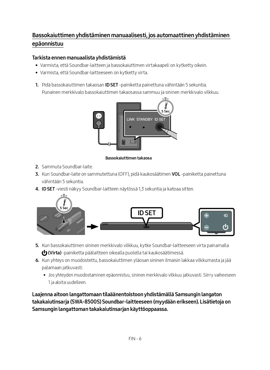 Samsung HW-M460/XE manual Tarkista ennen manuaalista yhdistämistä, Bassokaiuttimen takaosa 