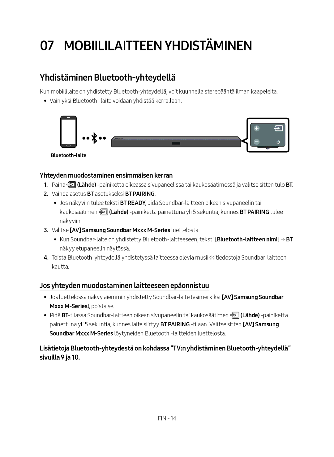 Samsung HW-M460/XE manual Mobiililaitteen yhdistäminen, Yhdistäminen Bluetooth-yhteydellä, Mxxx M-Series , poista se 