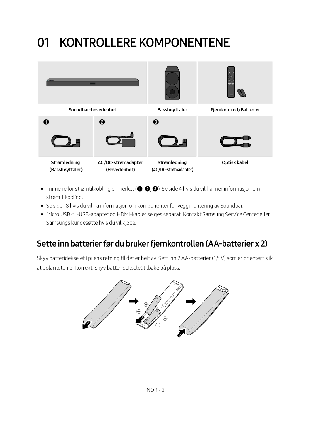 Samsung HW-M460/XE manual Kontrollere komponentene 