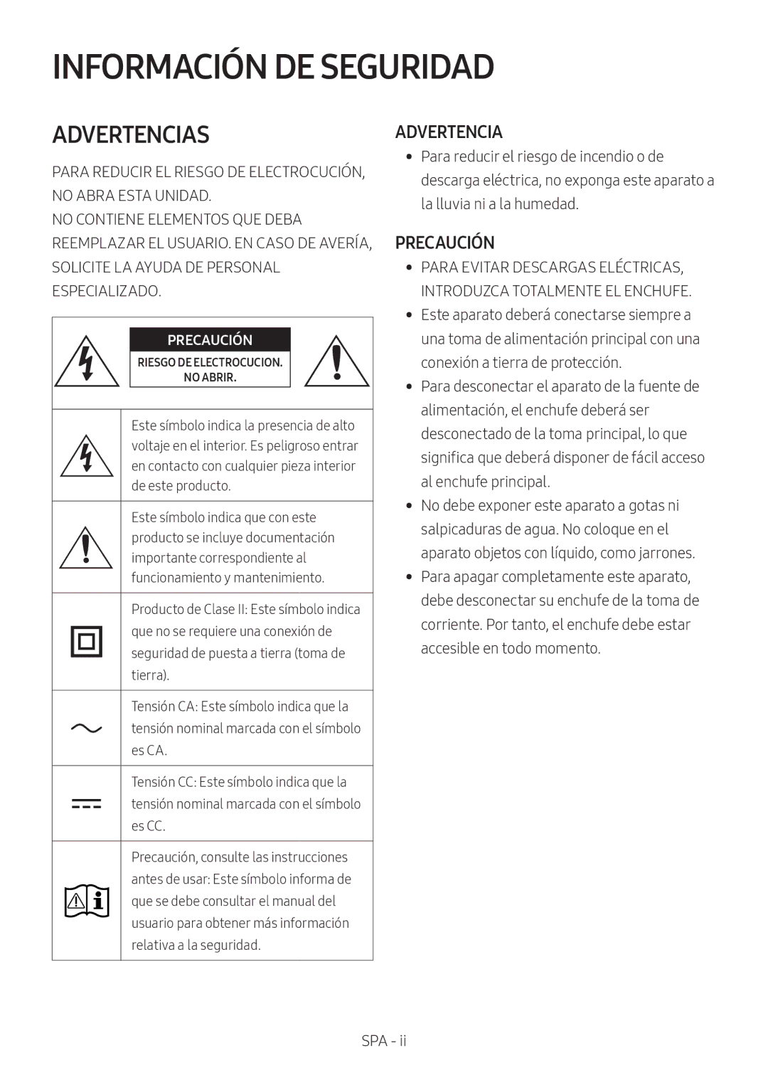 Samsung HW-M550/EN, HW-M550/ZF, HW-M560/XE manual Información DE Seguridad, Advertencias 