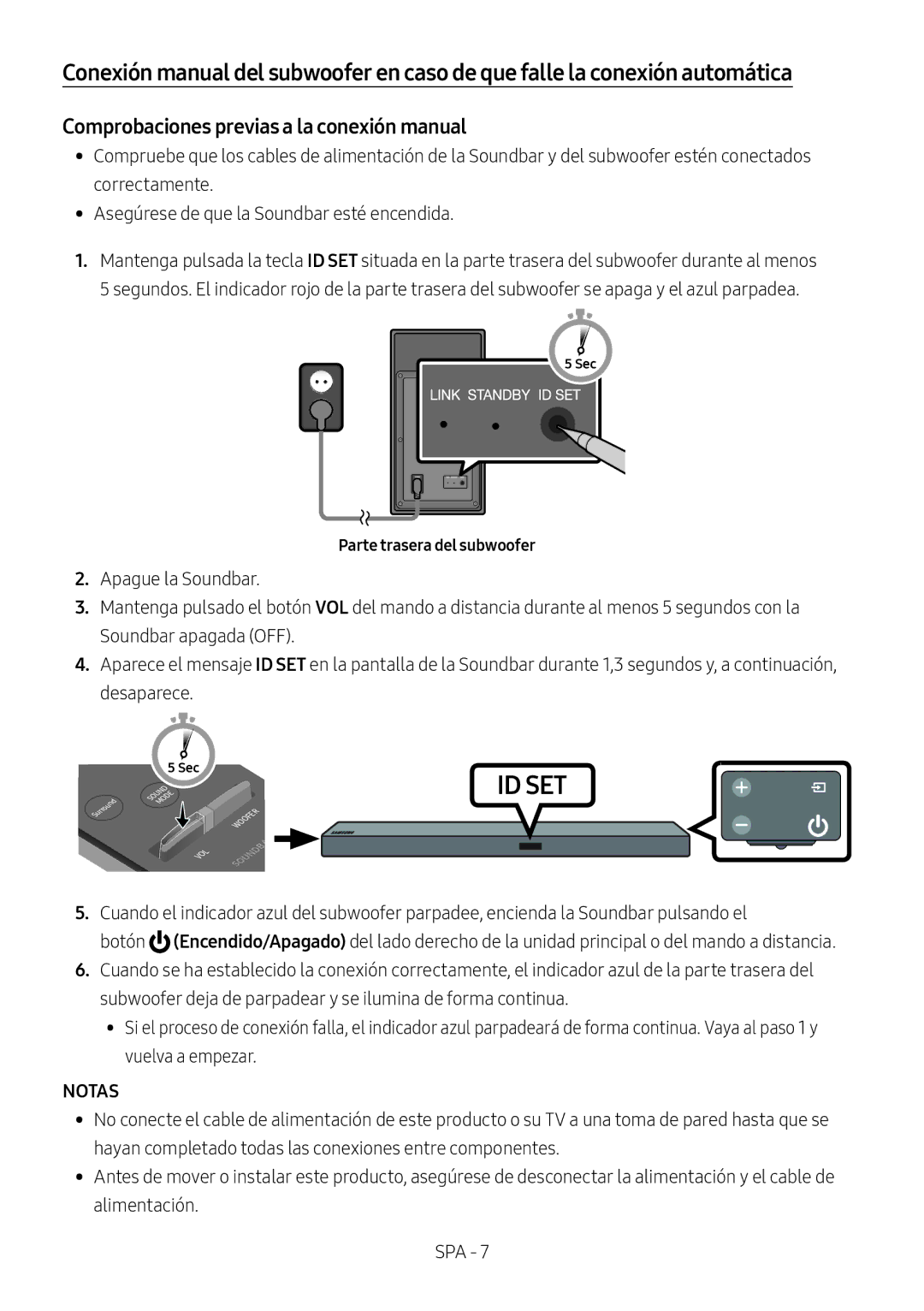 Samsung HW-M550/EN, HW-M550/ZF, HW-M560/XE manual Notas, Parte trasera del subwoofer 