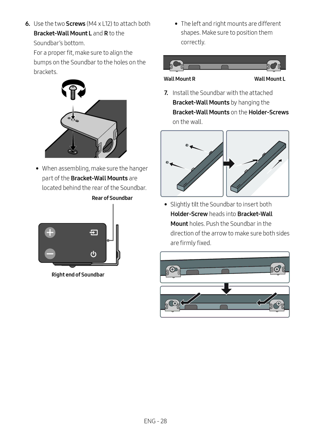 Samsung HW-M560/XE, HW-M550/EN, HW-M550/ZF manual Holder-Screw heads into Bracket-Wall, Wall Mount R 