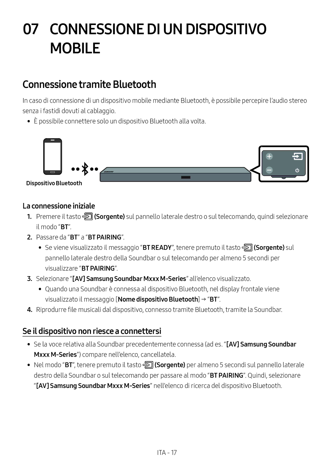 Samsung HW-M560/XE, HW-M550/EN Connessione DI UN Dispositivo Mobile, Connessione tramite Bluetooth, Dispositivo Bluetooth 