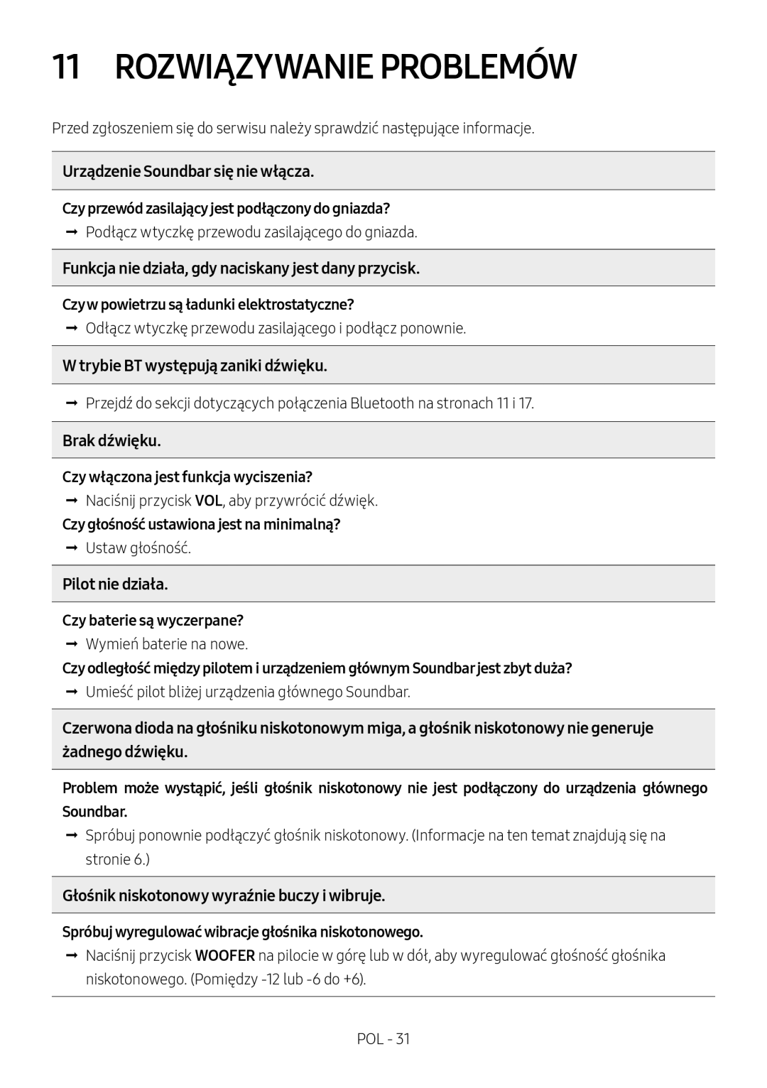 Samsung HW-M560/XE, HW-M550/EN, HW-M550/ZF manual Rozwiązywanie Problemów 