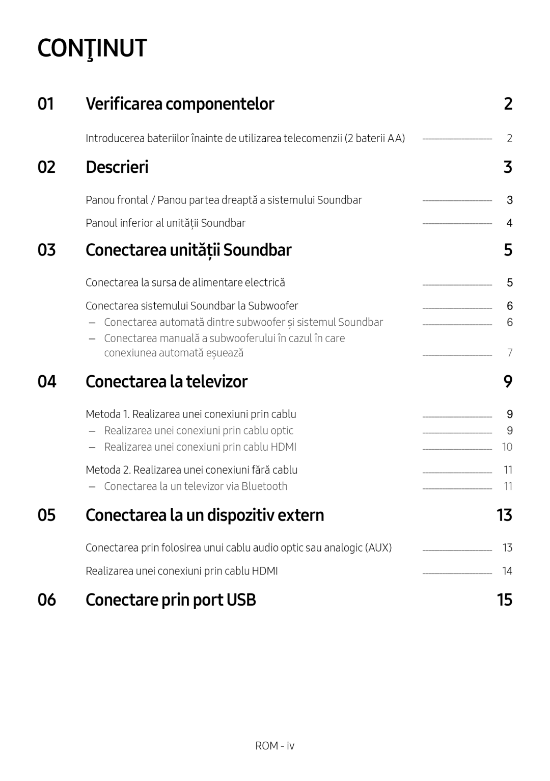 Samsung HW-M560/XE, HW-M550/EN, HW-M550/ZF manual Conţinut 