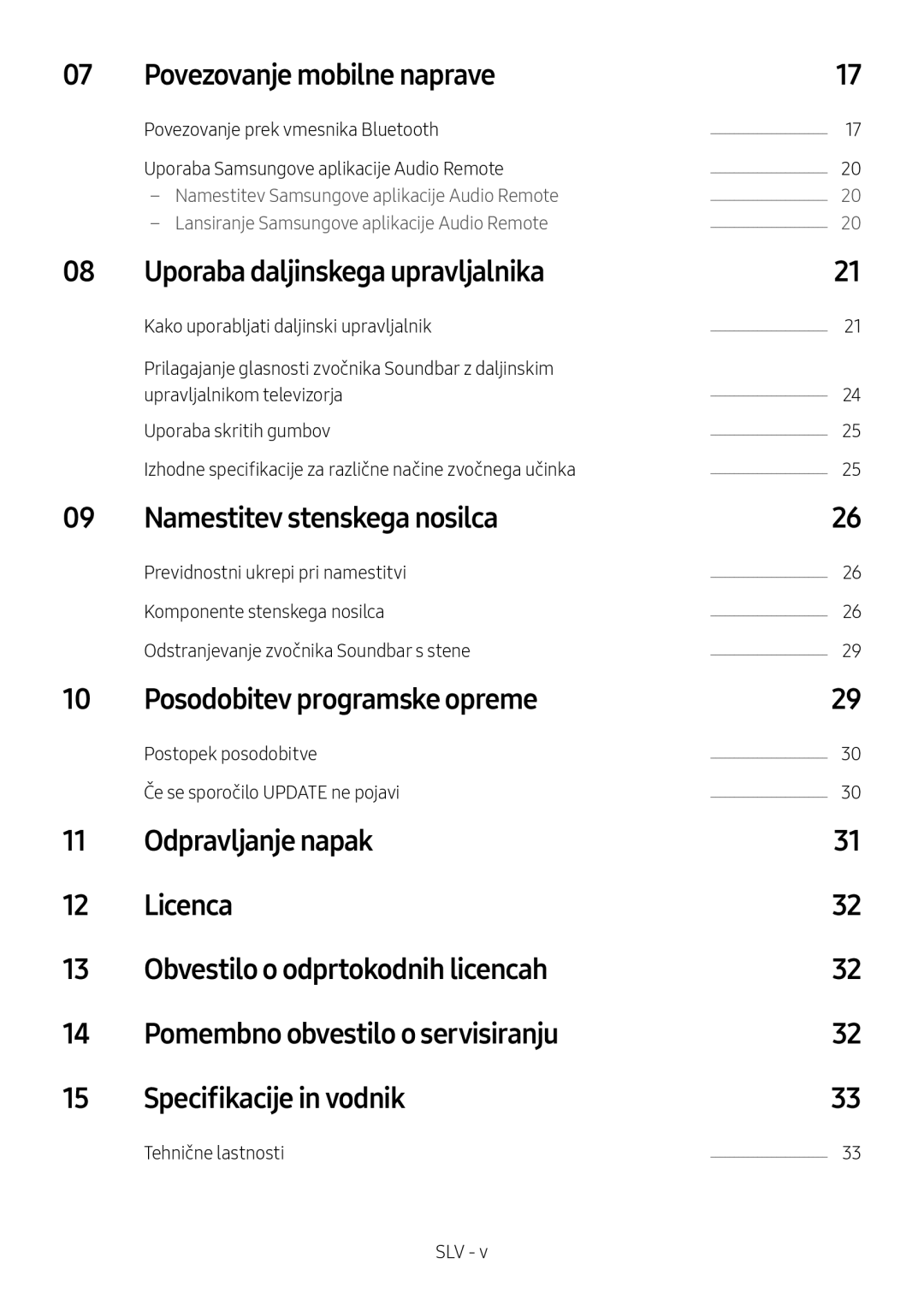 Samsung HW-M550/EN manual Povezovanje mobilne naprave, Uporaba daljinskega upravljalnika, Namestitev stenskega nosilca 