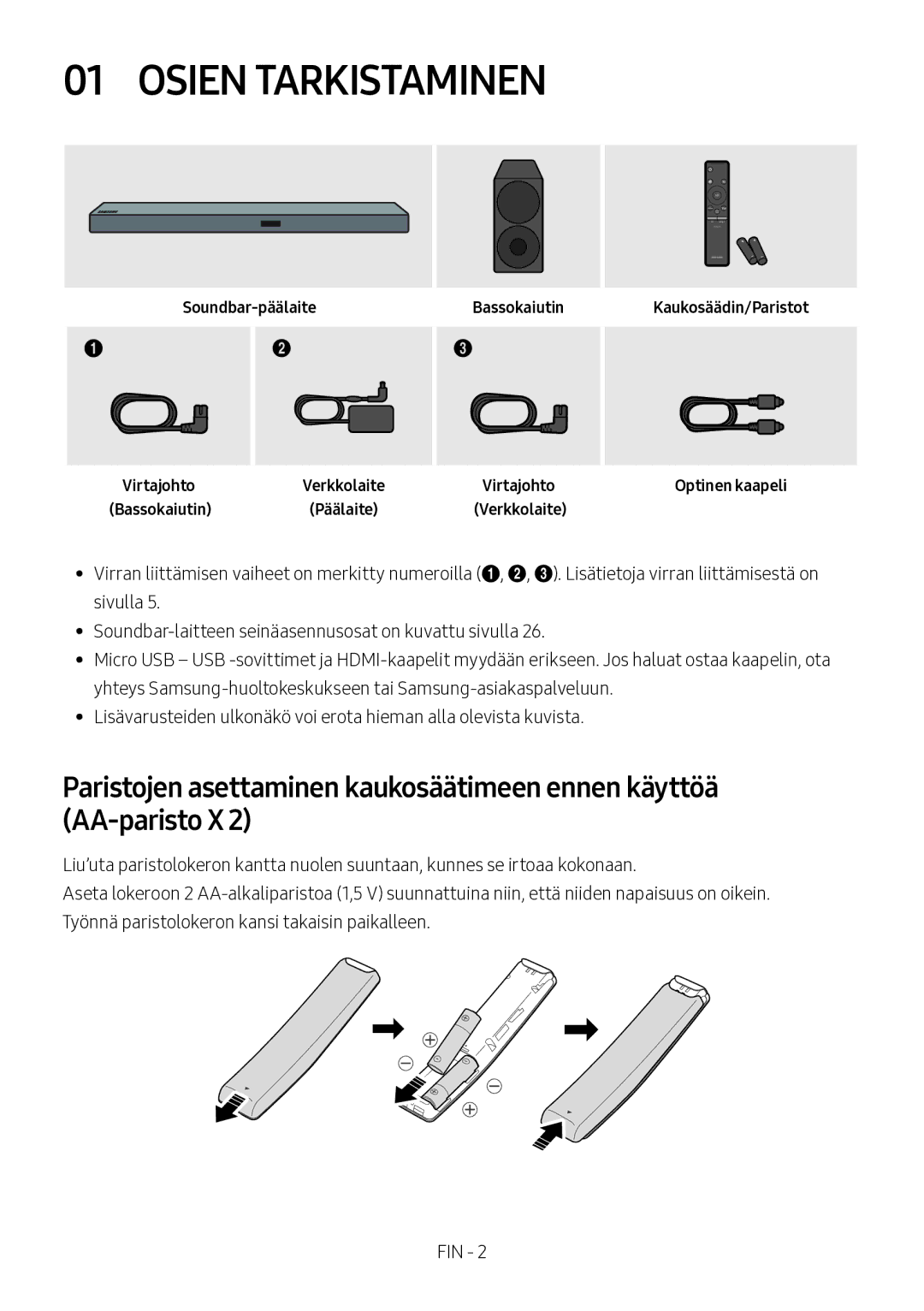 Samsung HW-M560/XE, HW-M550/EN, HW-M550/ZF manual Osien Tarkistaminen 