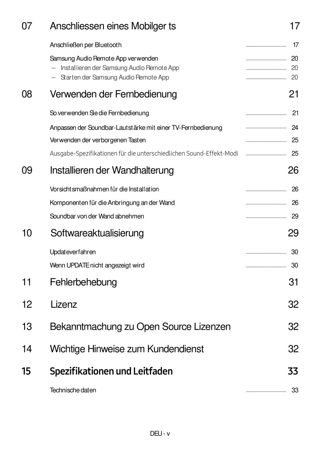 Samsung HW-M550/EN, HW-M550/ZF Anschliessen eines Mobilgeräts, Verwenden der Fernbedienung, Installieren der Wandhalterung 