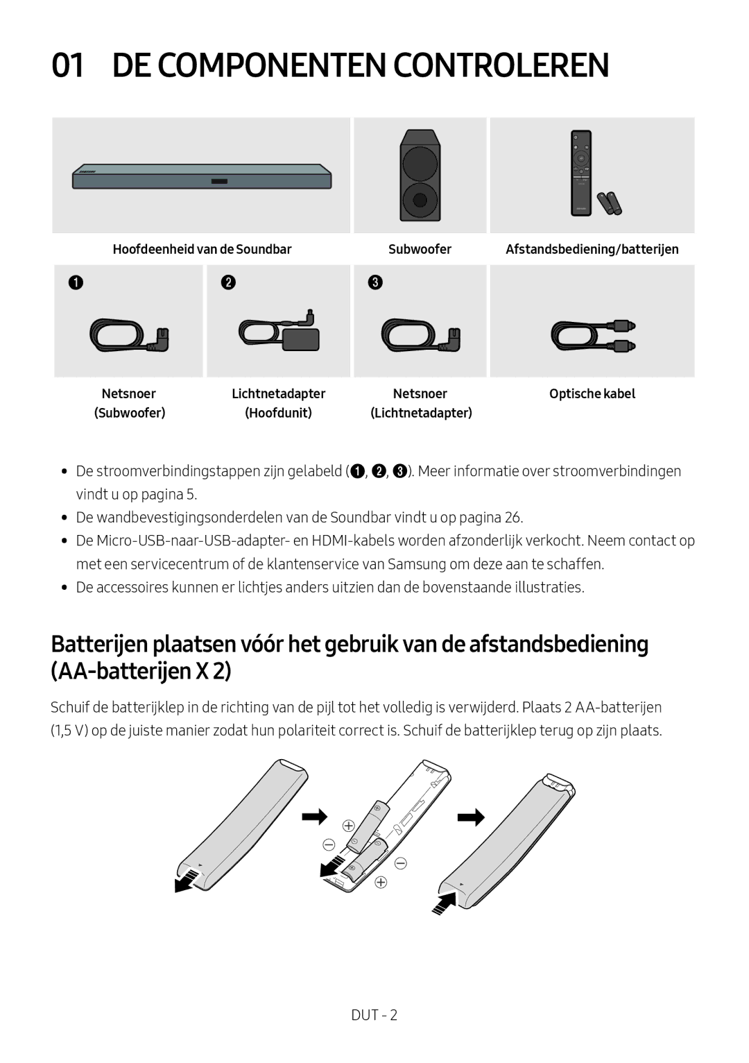 Samsung HW-M560/XE, HW-M550/EN, HW-M550/ZF manual DE Componenten Controleren 