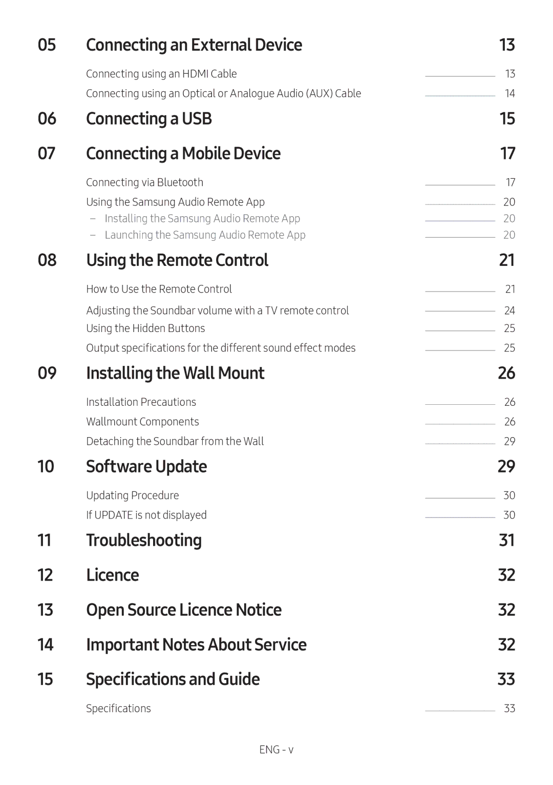 Samsung HW-M560/XE Connecting an External Device, Connecting a USB Connecting a Mobile Device, Using the Remote Control 