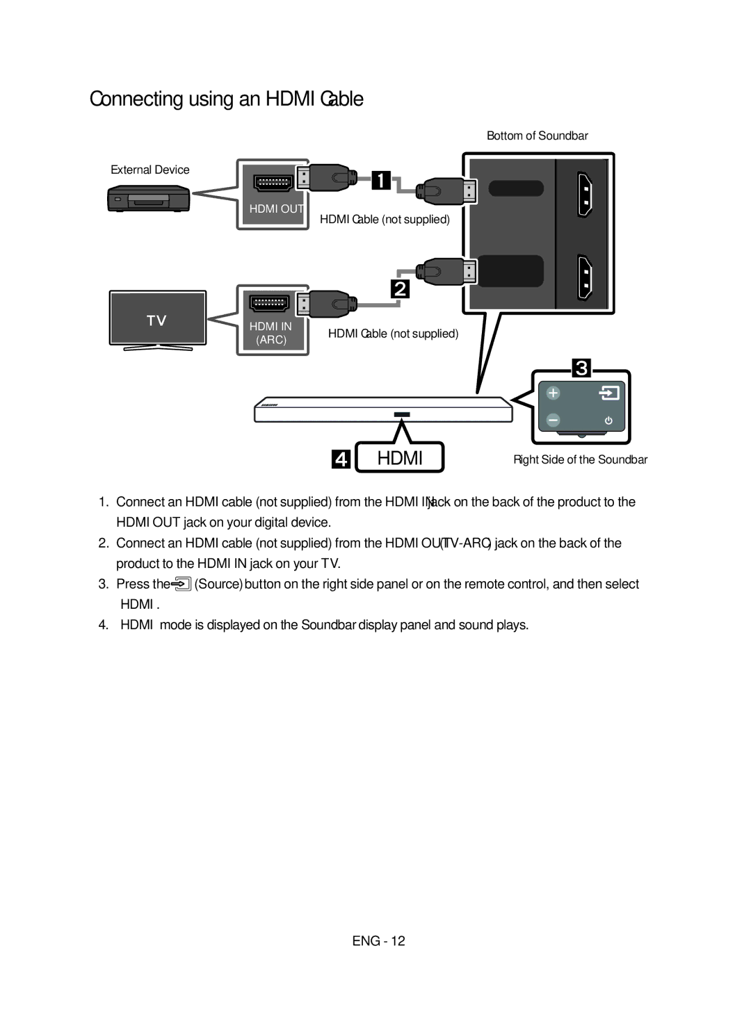 Samsung HW-M550/EN manual Connecting using an Hdmi Cable,  Hdmi 