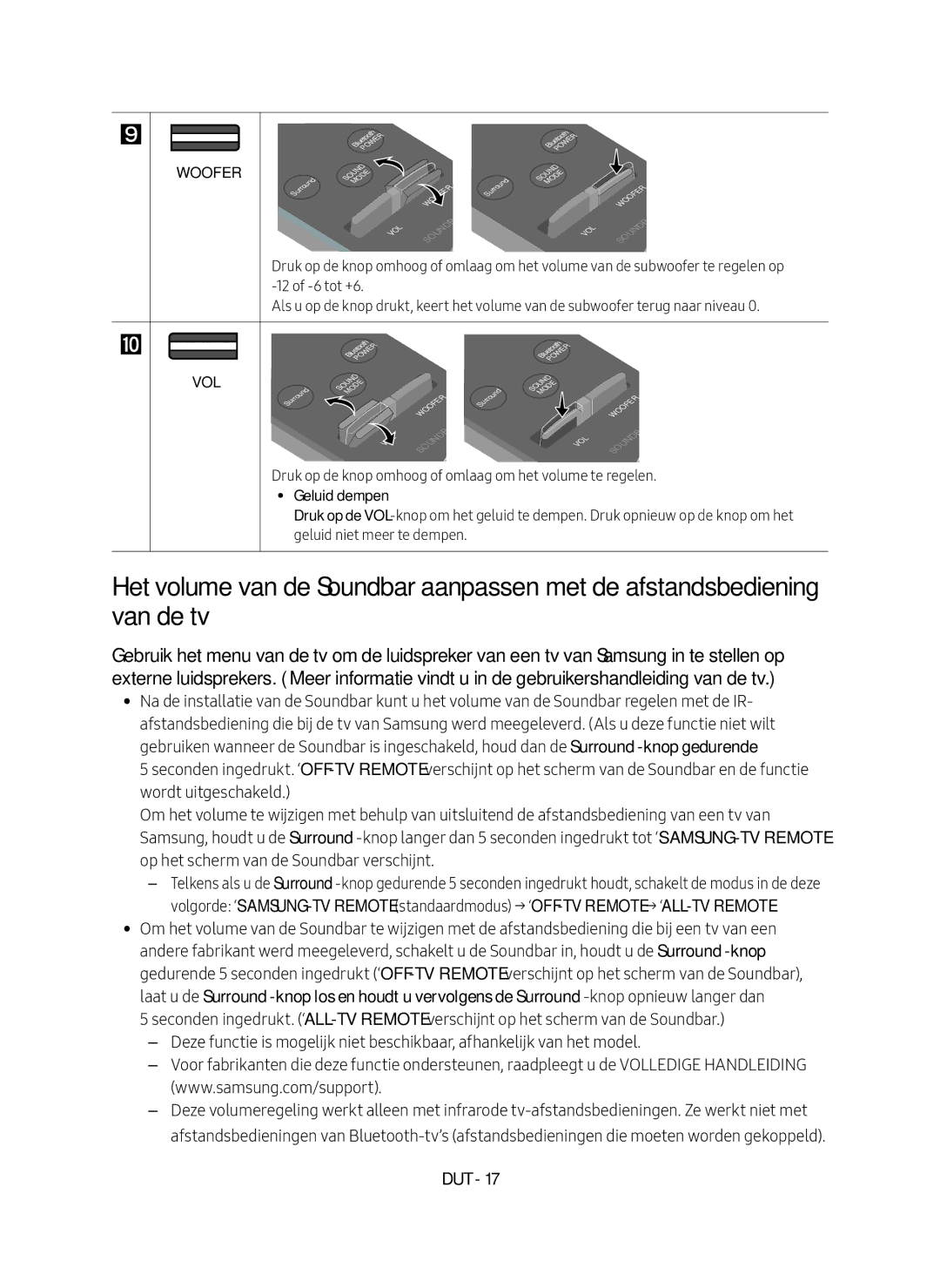 Samsung HW-M550/EN manual Geluid dempen 