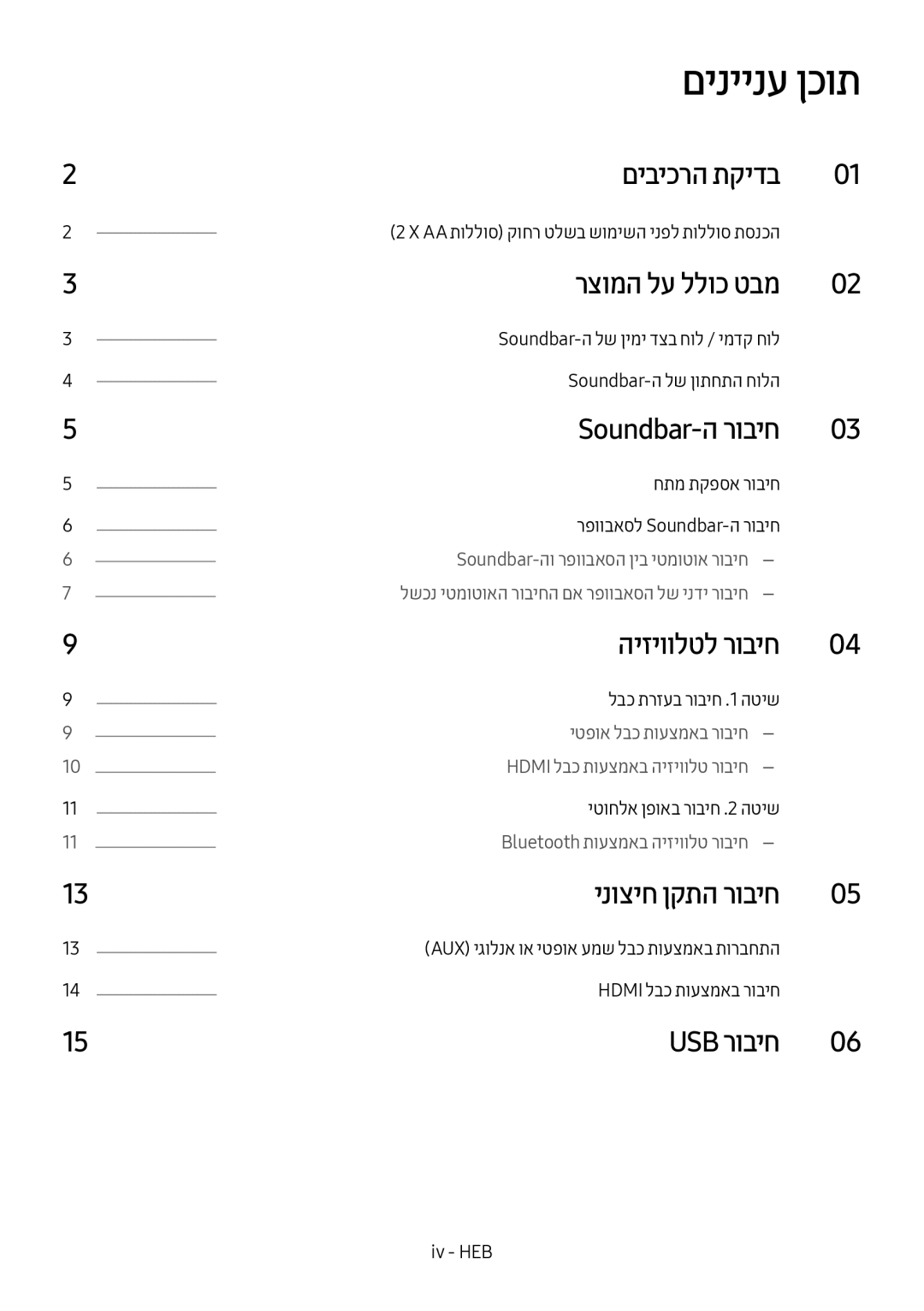 Samsung HW-M550/SQ manual םיניינע ןכות 