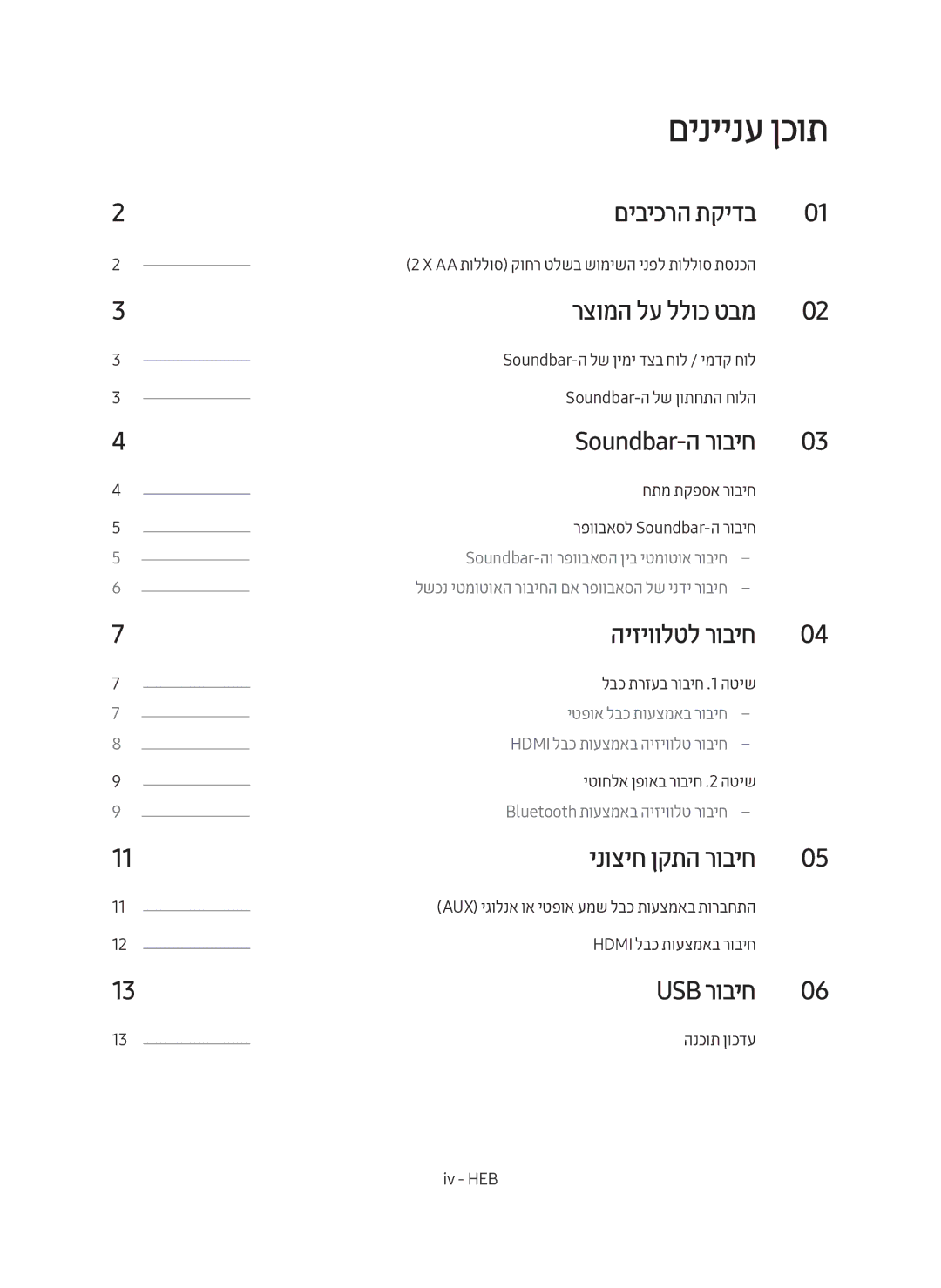 Samsung HW-M550/SQ manual םיניינע ןכות 