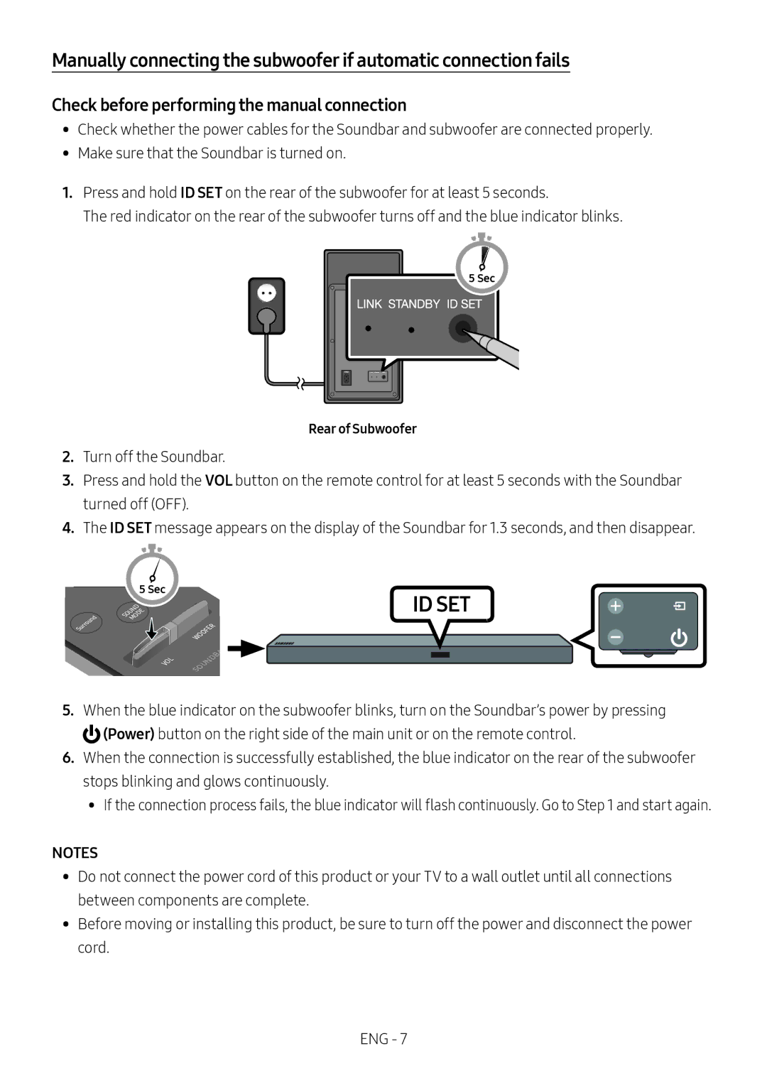 Samsung HW-M550/XV Id Set, Check before performing the manual connection 