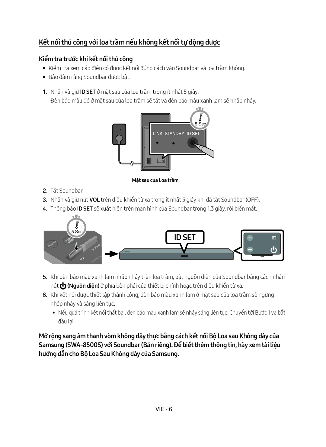 Samsung HW-M550/XV manual Kiểm tra trước khi kết nối thủ công, Nú́t, Mặt sau của Loa trầm 