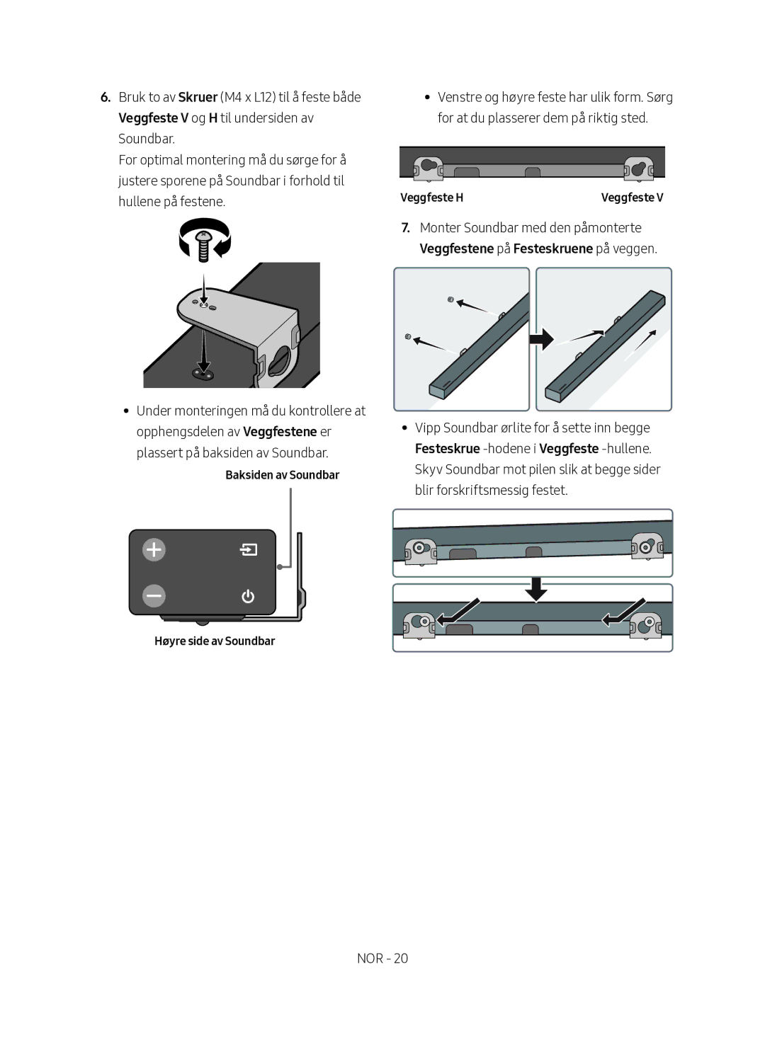 Samsung HW-M560/XE manual Baksiden av Soundbar Høyre side av Soundbar 