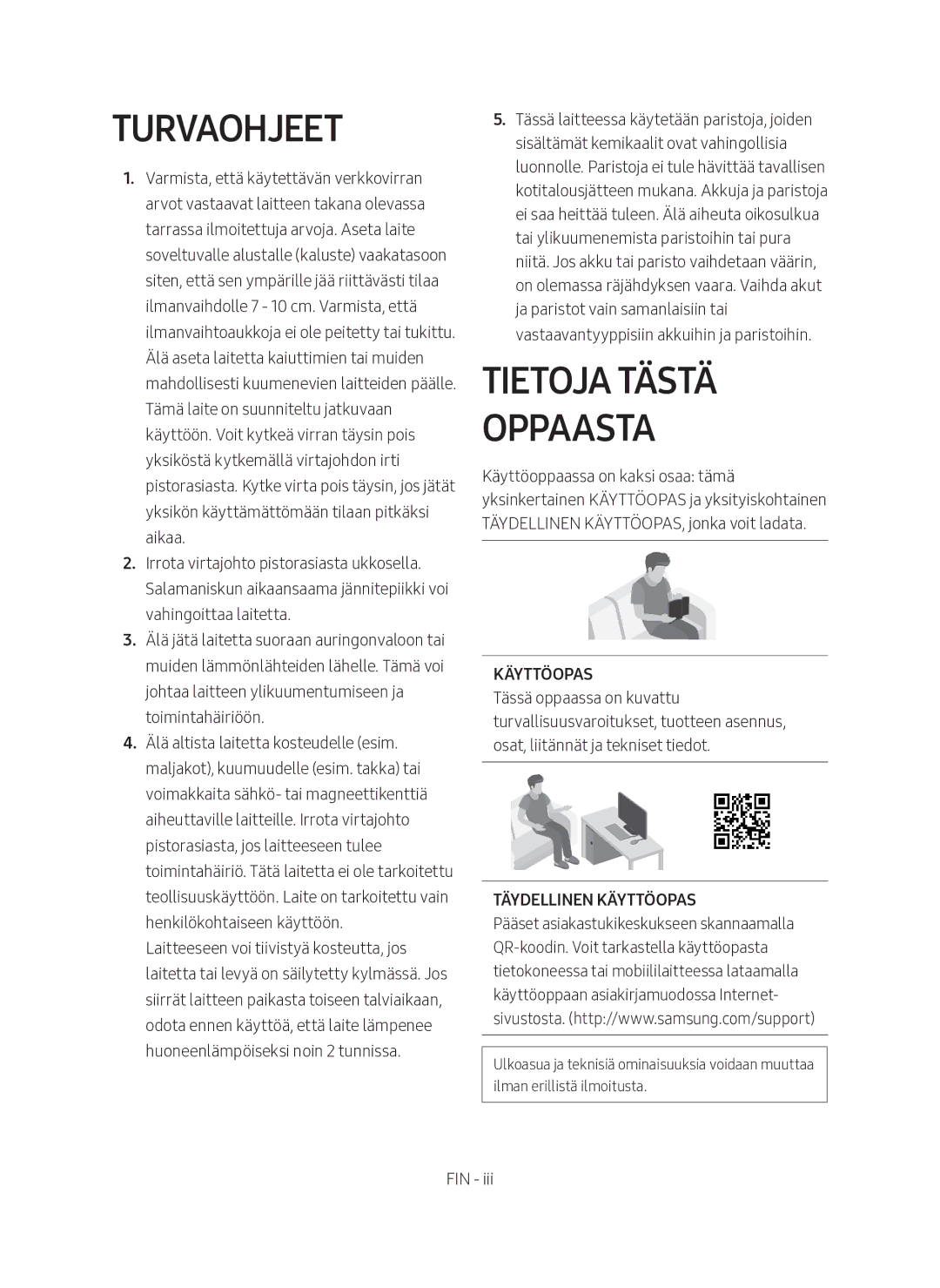 Samsung HW-M560/XE manual Turvaohjeet, Tietoja tästä oppaasta 