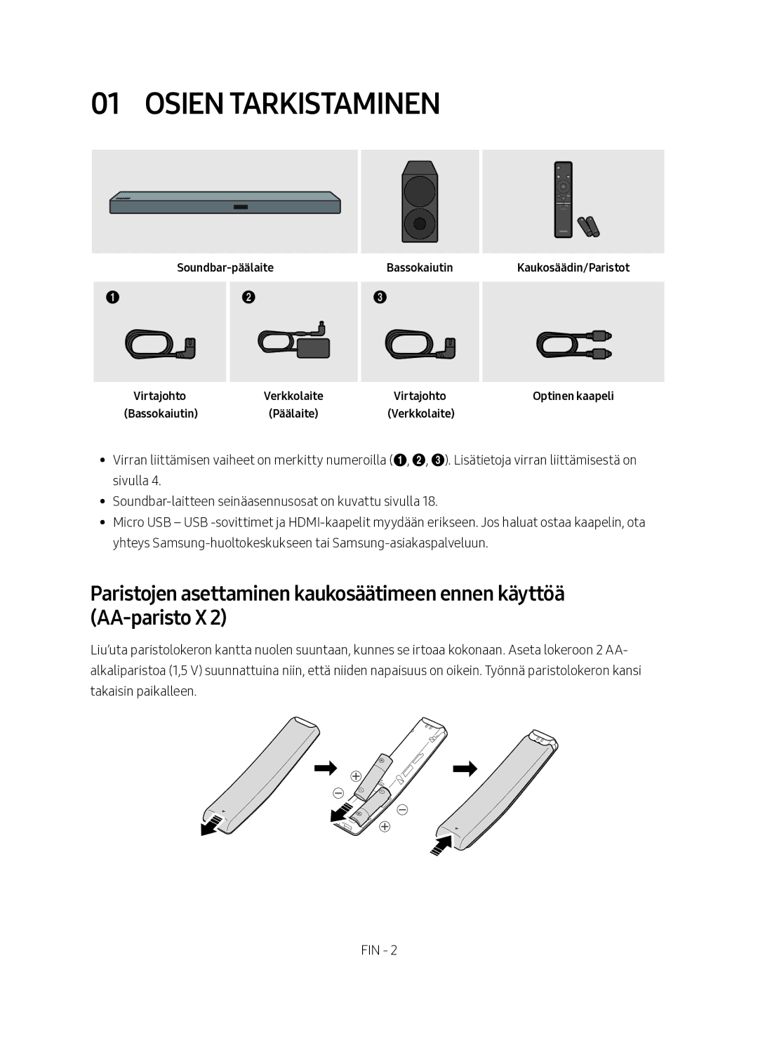 Samsung HW-M560/XE manual Osien tarkistaminen 