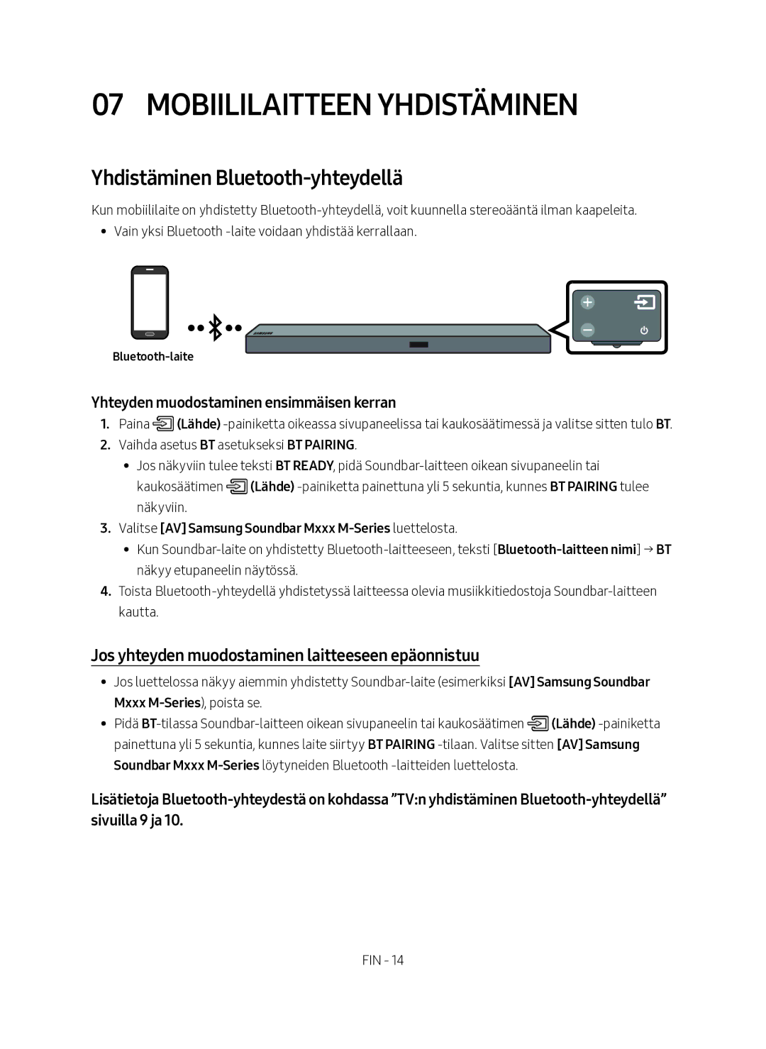 Samsung HW-M560/XE manual Mobiililaitteen yhdistäminen, Yhdistäminen Bluetooth-yhteydellä, Mxxx M-Series , poista se 