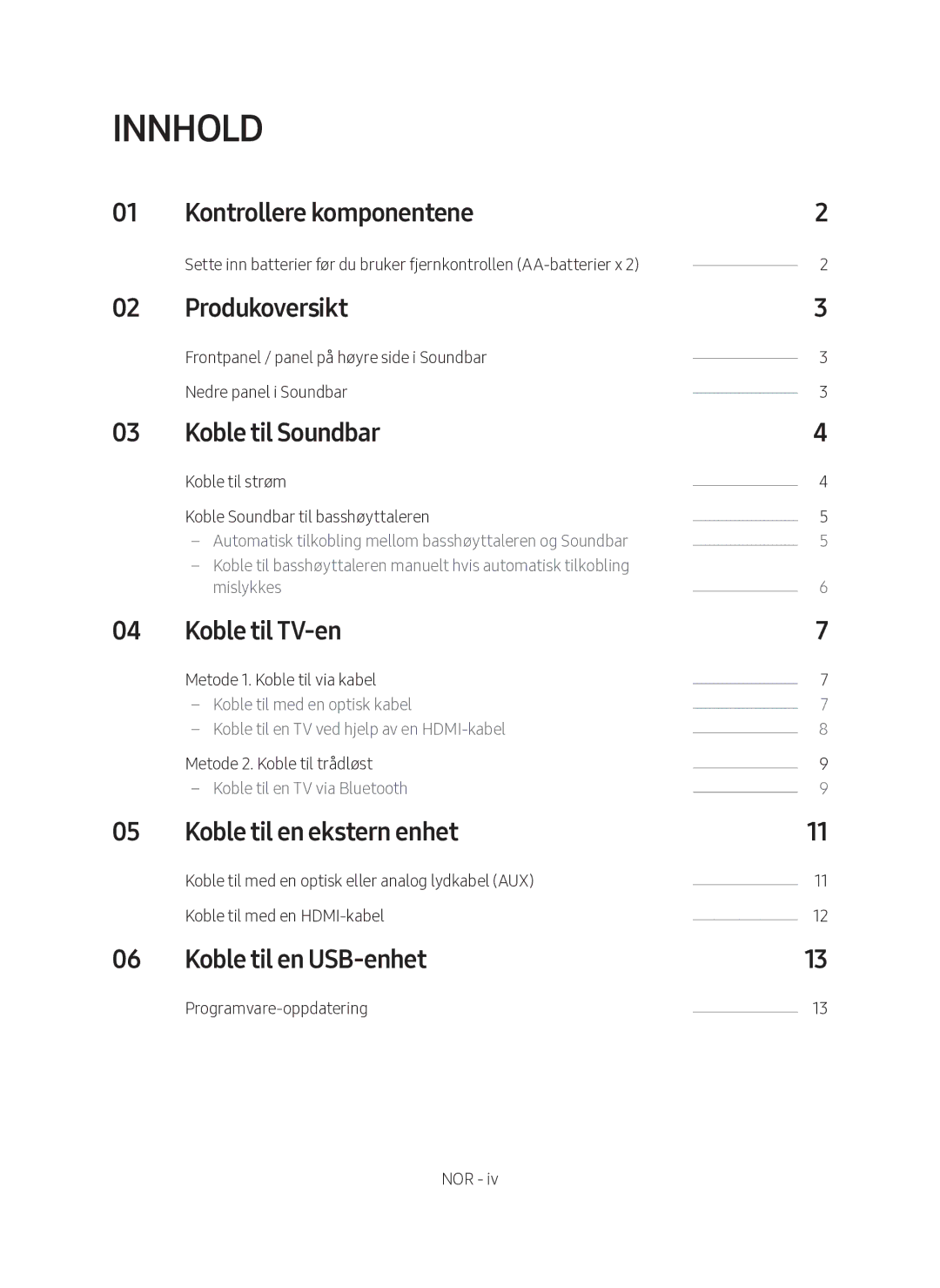 Samsung HW-M560/XE manual Innhold 