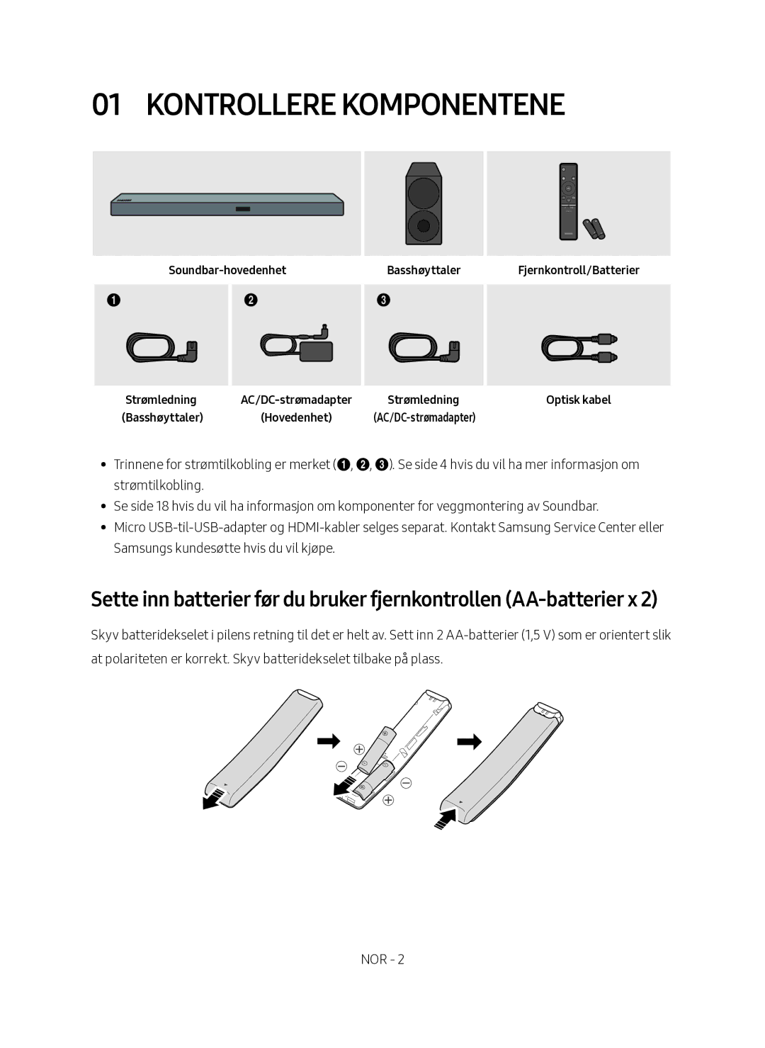 Samsung HW-M560/XE manual Kontrollere komponentene 