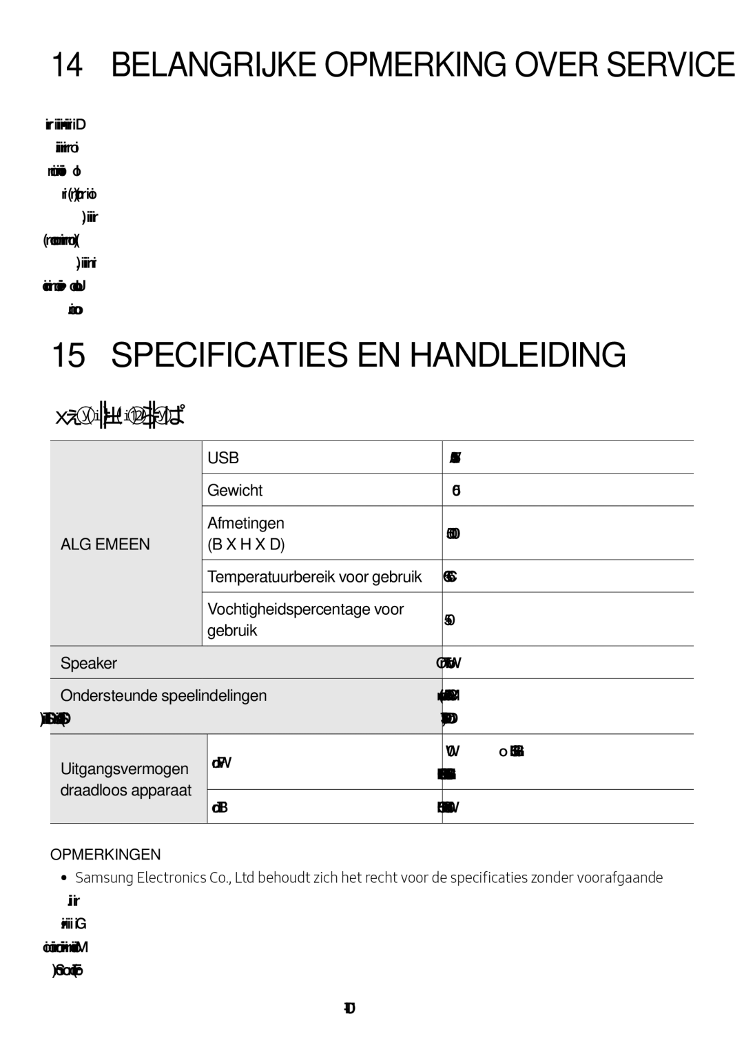 Samsung HW-MS550/EN, HW-MS550/XN manual Specificaties EN Handleiding 