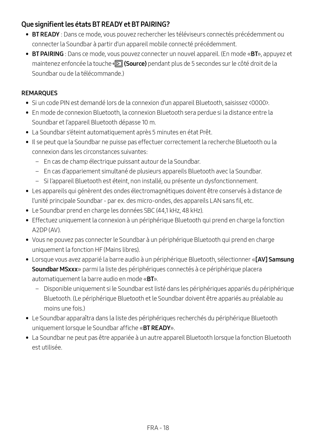 Samsung HW-MS550/XN, HW-MS550/EN manual Que signifient les états BT Ready et BT PAIRING? 