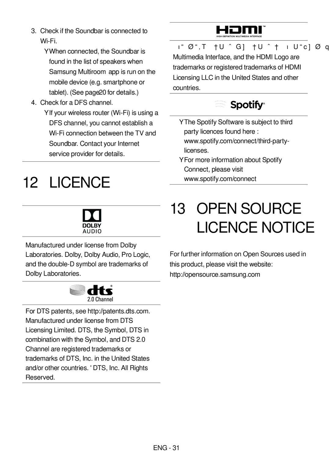 Samsung HW-MS550/XN, HW-MS550/EN manual Open Source Licence Notice 