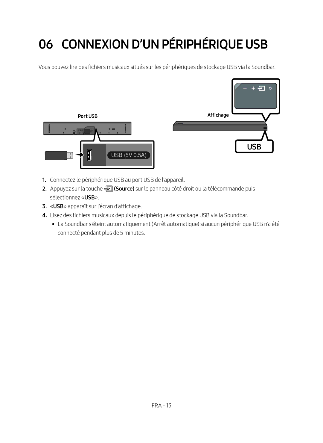 Samsung HW-MS550/XN, HW-MS550/EN manual Connexion d’un Périphérique USB 