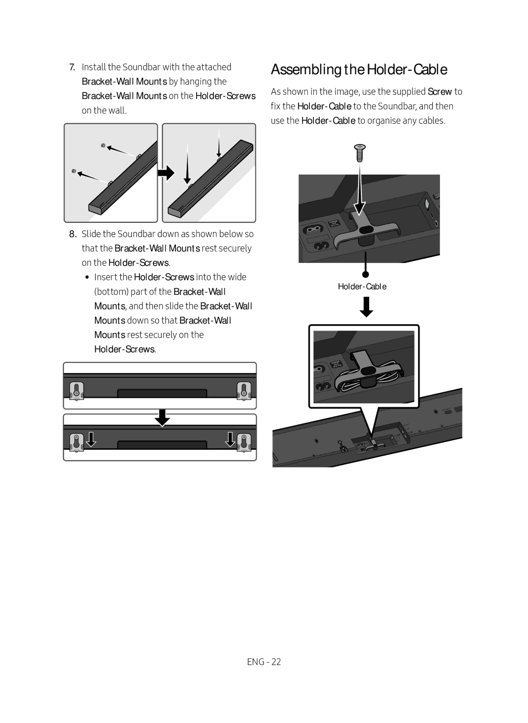 Samsung HW-MS550/EN, HW-MS550/XN manual Assembling the Holder-Cable 