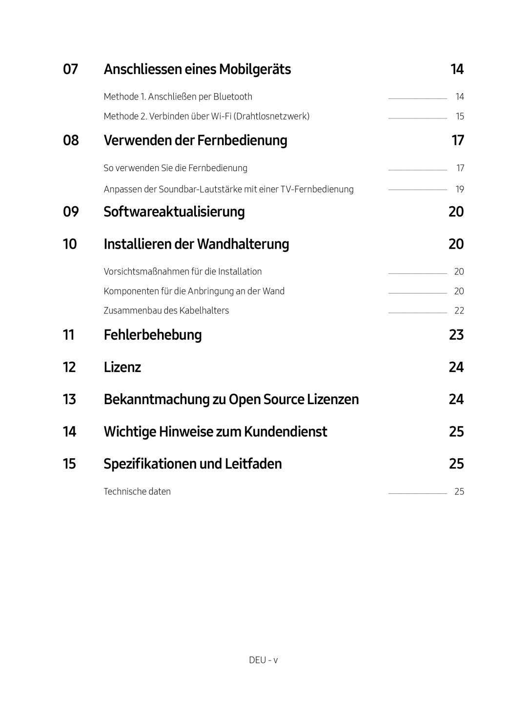 Samsung HW-MS550/XN Anschliessen eines Mobilgeräts, Verwenden der Fernbedienung, Fehlerbehebung Lizenz, Technische daten 