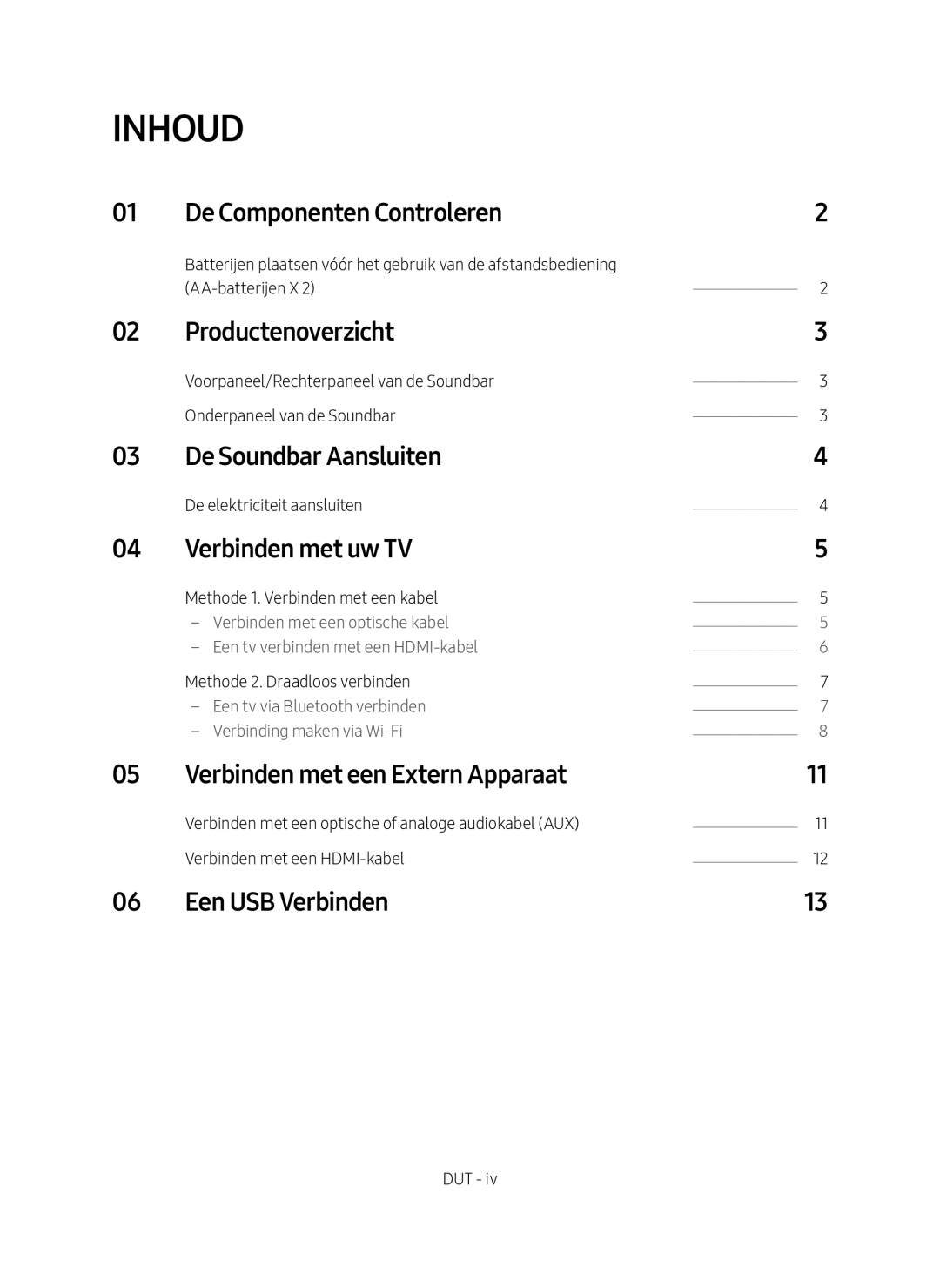 Samsung HW-MS550/EN manual De Componenten Controleren, Productenoverzicht, De Soundbar Aansluiten, Verbinden met uw TV 