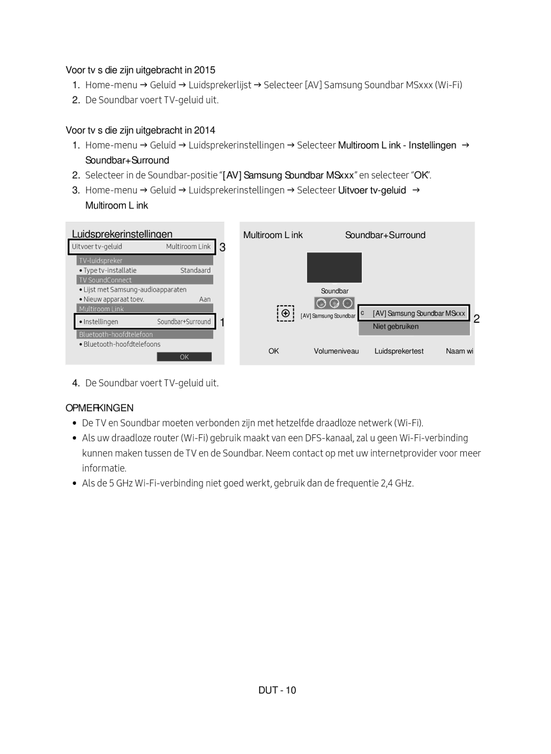 Samsung HW-MS550/EN, HW-MS550/XN manual Luidsprekerinstellingen, Soundbar+Surround 