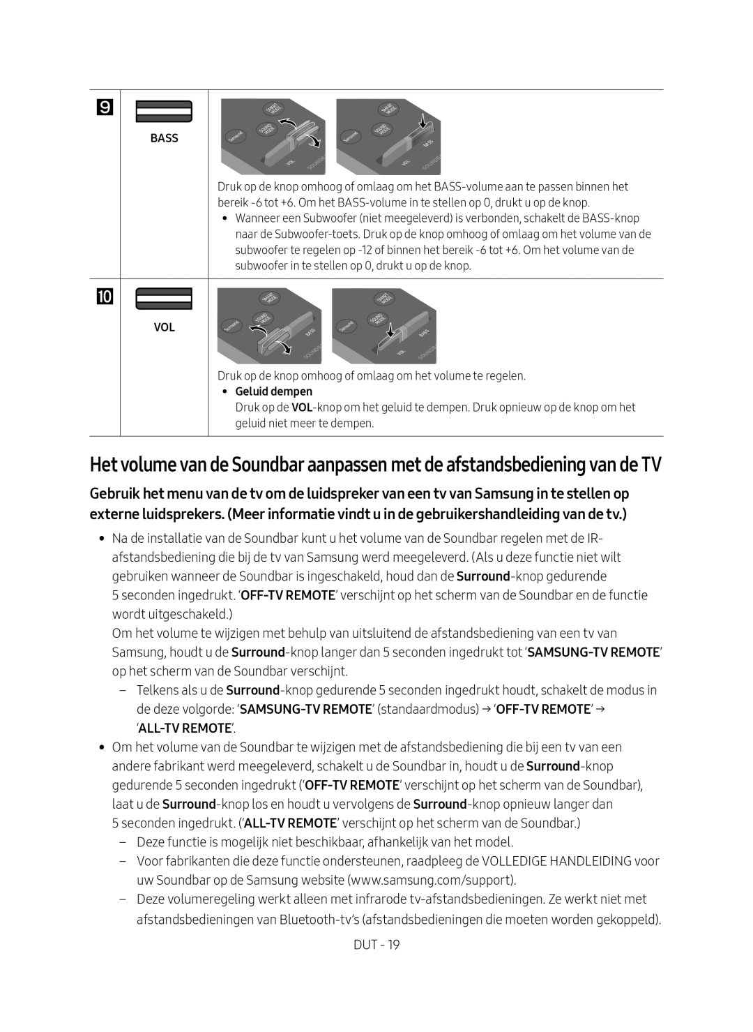 Samsung HW-MS550/XN, HW-MS550/EN manual Geluid dempen 