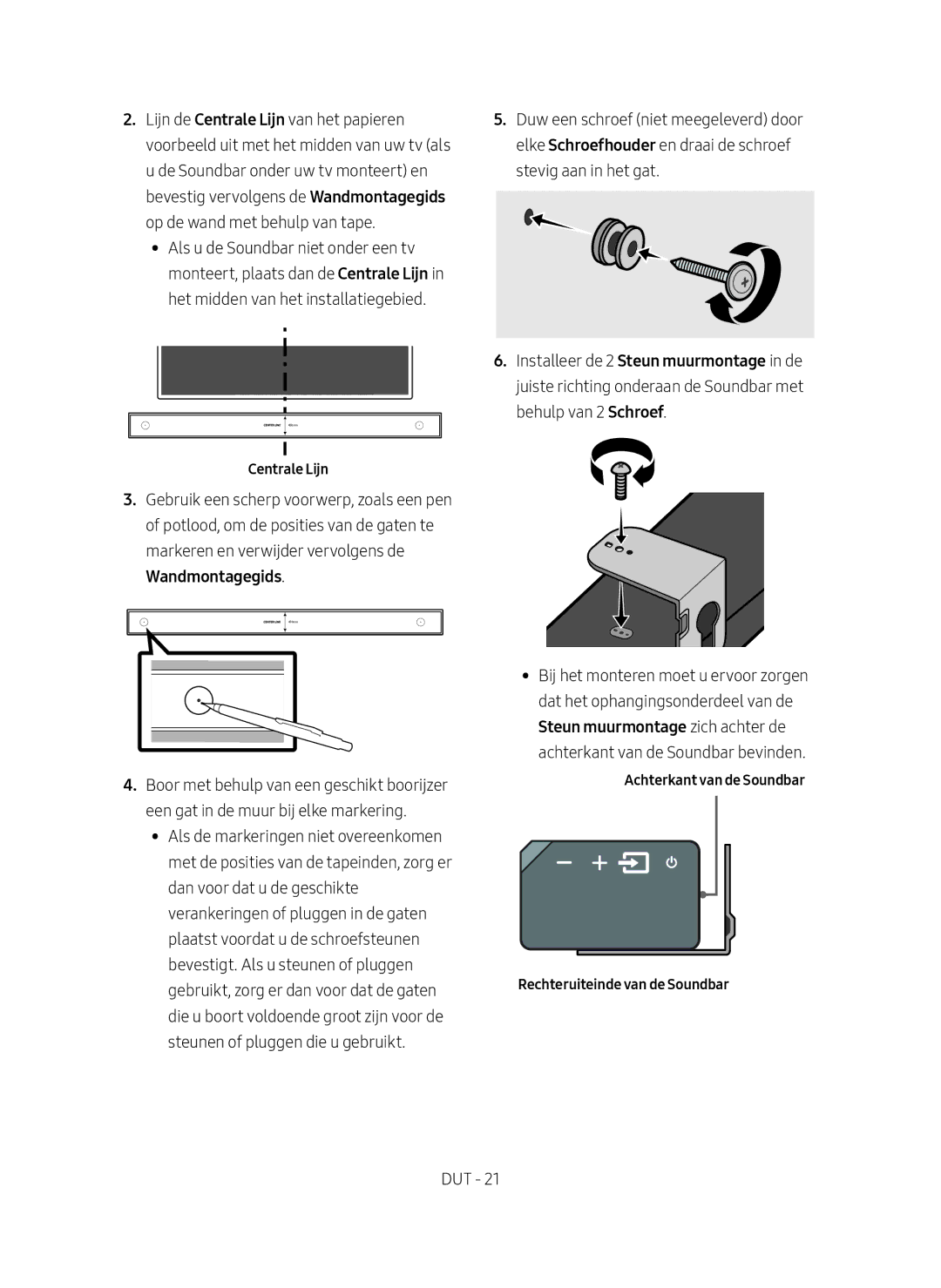 Samsung HW-MS550/XN, HW-MS550/EN manual Wandmontagegids, Centrale Lijn 