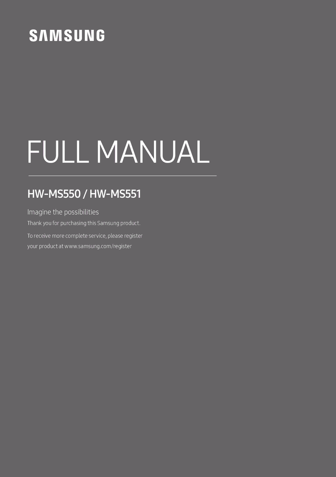 Samsung HW-MS550/ZG, HW-MS550/EN, HW-MS550/ZF, HW-MS550/XN manual Full Manual 