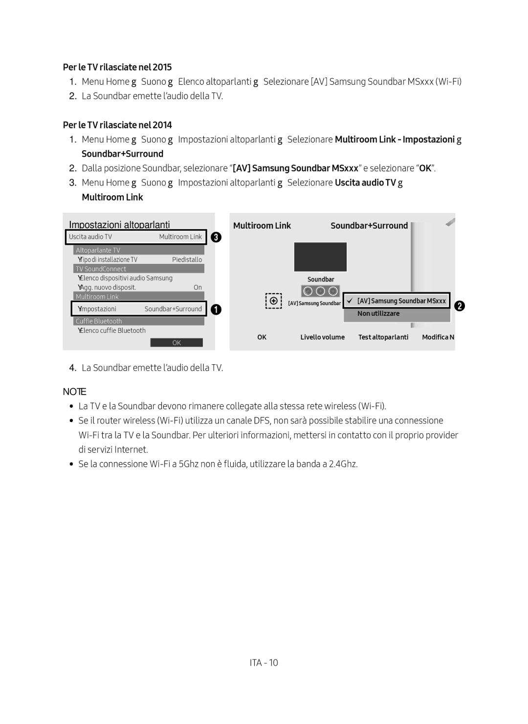 Samsung HW-MS550/EN, HW-MS550/ZG manual Impostazioni altoparlanti 