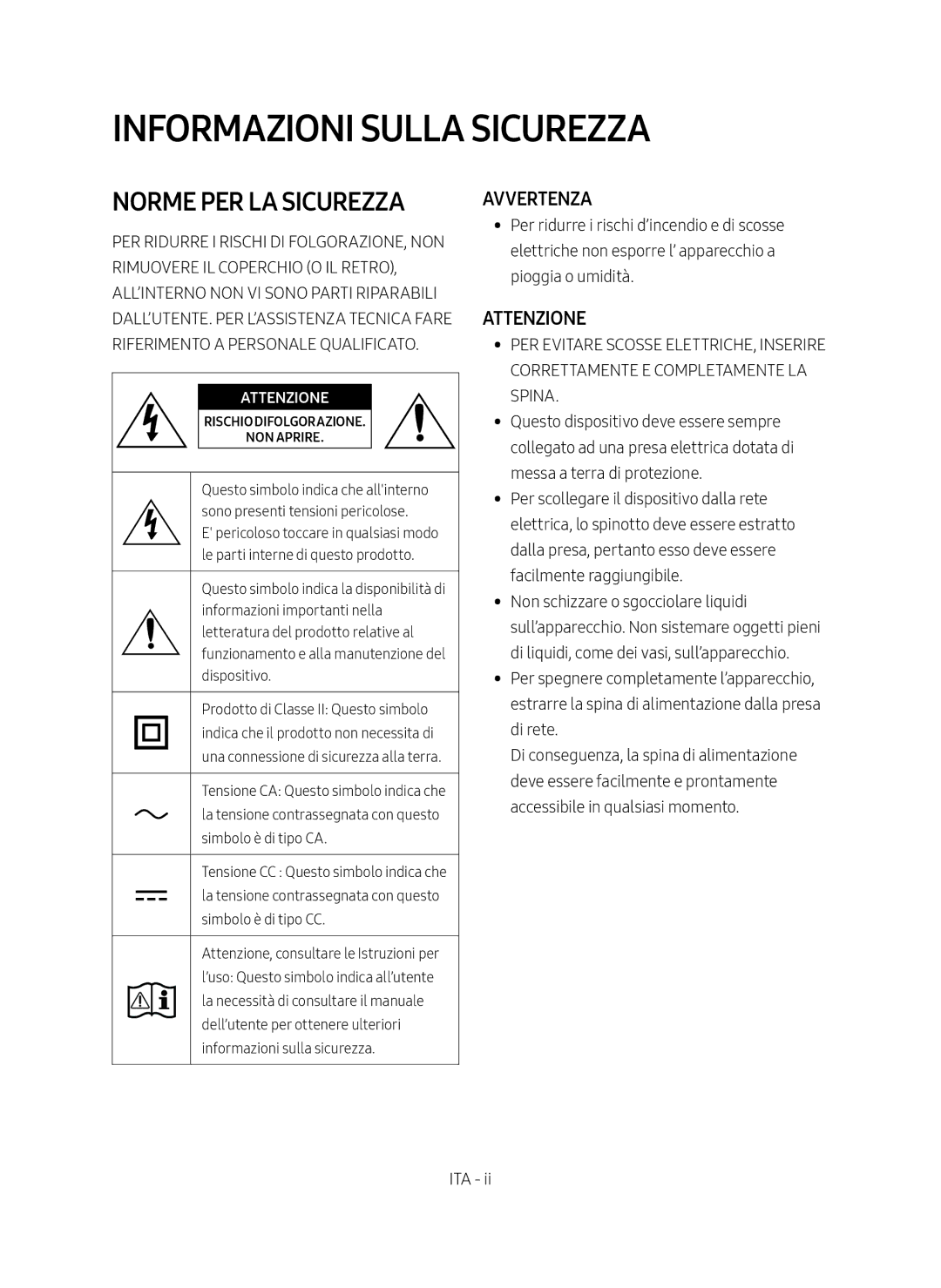 Samsung HW-MS550/EN, HW-MS550/ZG manual Informazioni sulla sicurezza, Norme PER LA Sicurezza 