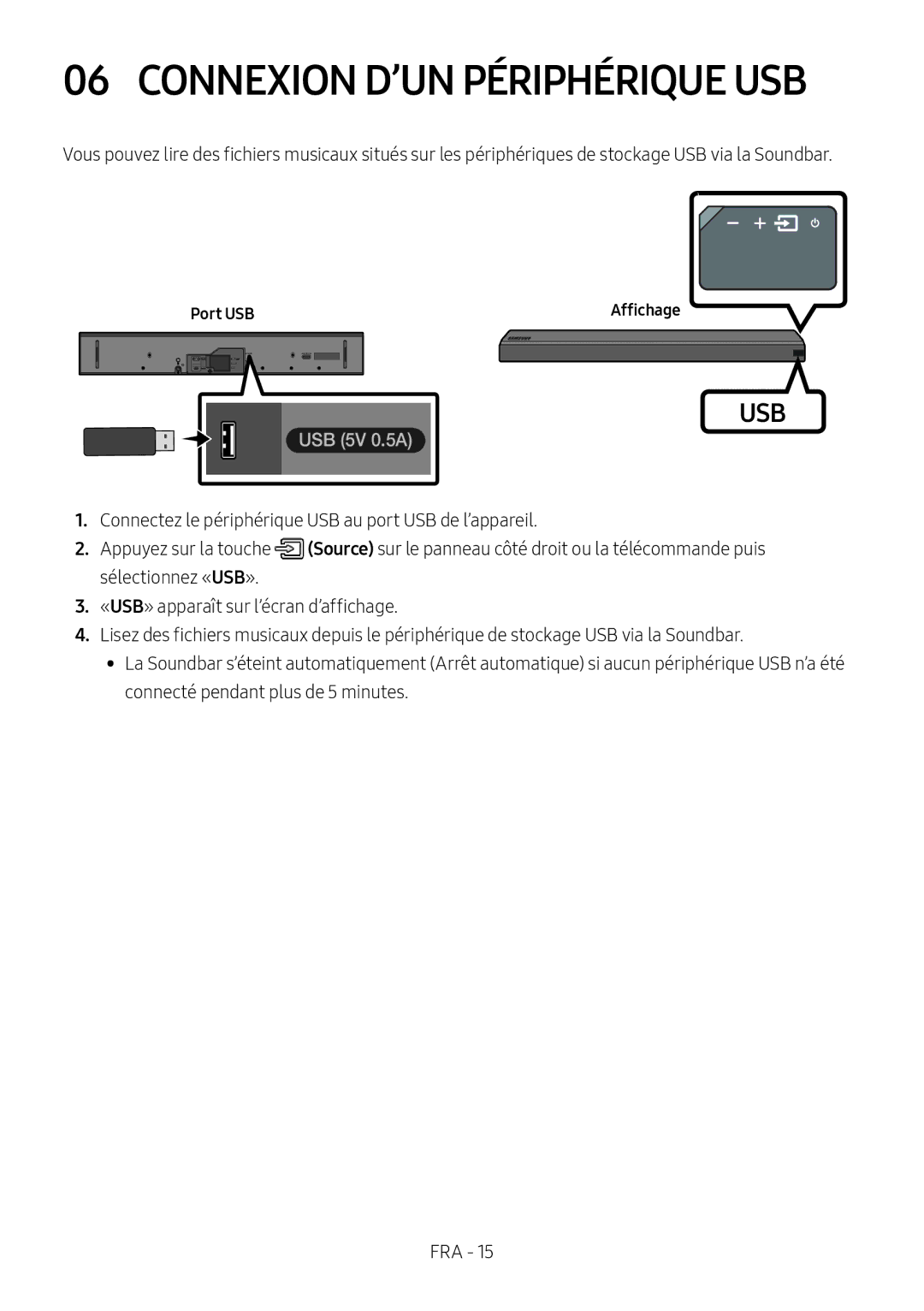 Samsung HW-MS550/ZG, HW-MS550/EN manual Connexion D’UN Périphérique USB, Port USB 